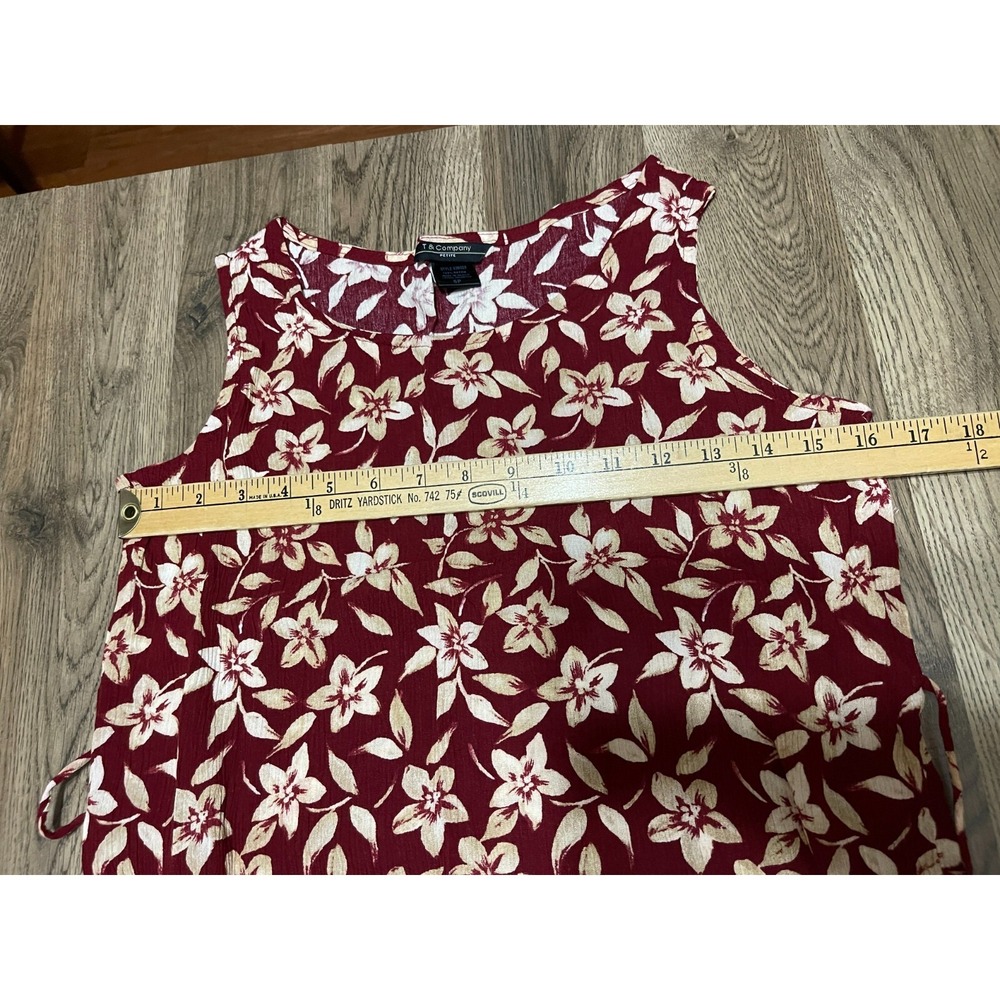 T & Company Dress, Women's Size Small, Red White, Floral, Sleeveless, Maxi - Picture 3 of 6